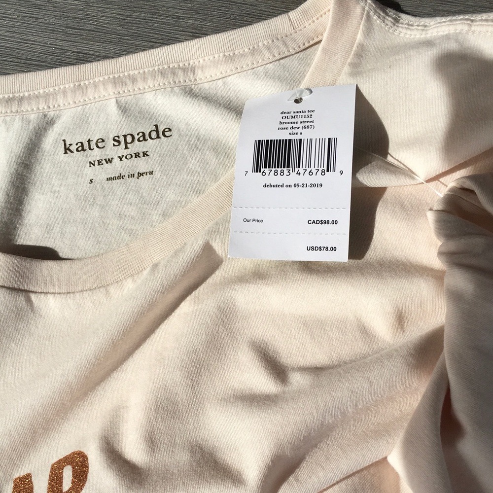 NWT KATE SPADE TEE -DEAR SANTA, CHAMPAGNE WILL DO - Picture 4 of 4